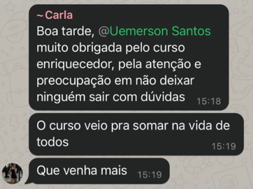 Depoimento real de aluno do curso — 3