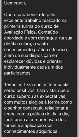 Depoimento real de aluno do curso — 7
