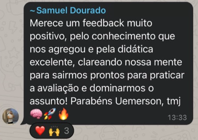 Depoimento real de aluno do curso — 9