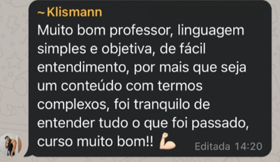Depoimento real de aluno do curso — 10