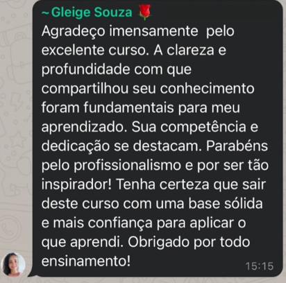 Depoimento real de aluno do curso — 11